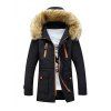 Manteau Rembourré à Capuche en Fausse Fourrure avec Fermeture Éclair et Poches Multiples - Noir XL