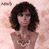 Perruque Synthétique Populaire Afro Frisée Brune avec Frange Latérale pour Femme - Brun 