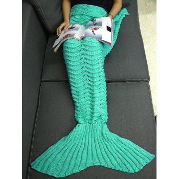 

Wave Stripe Knitting Sleeping Bag Bedding Mermaid Blanket, Turquoise