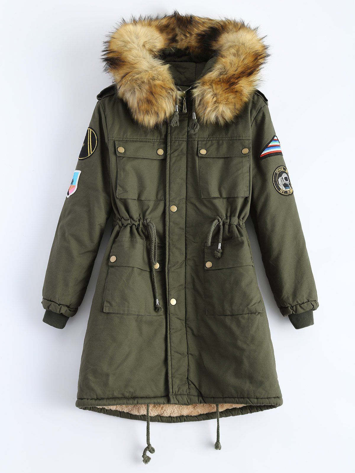 

Hooded Patch Parka Coat, Army green