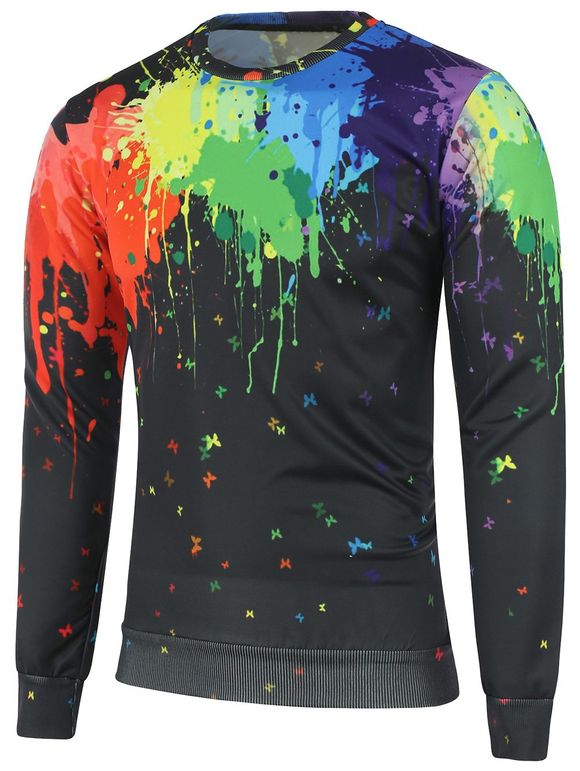 Ras du cou Colorful peinture Splatter Sweatshirt - Noir XL