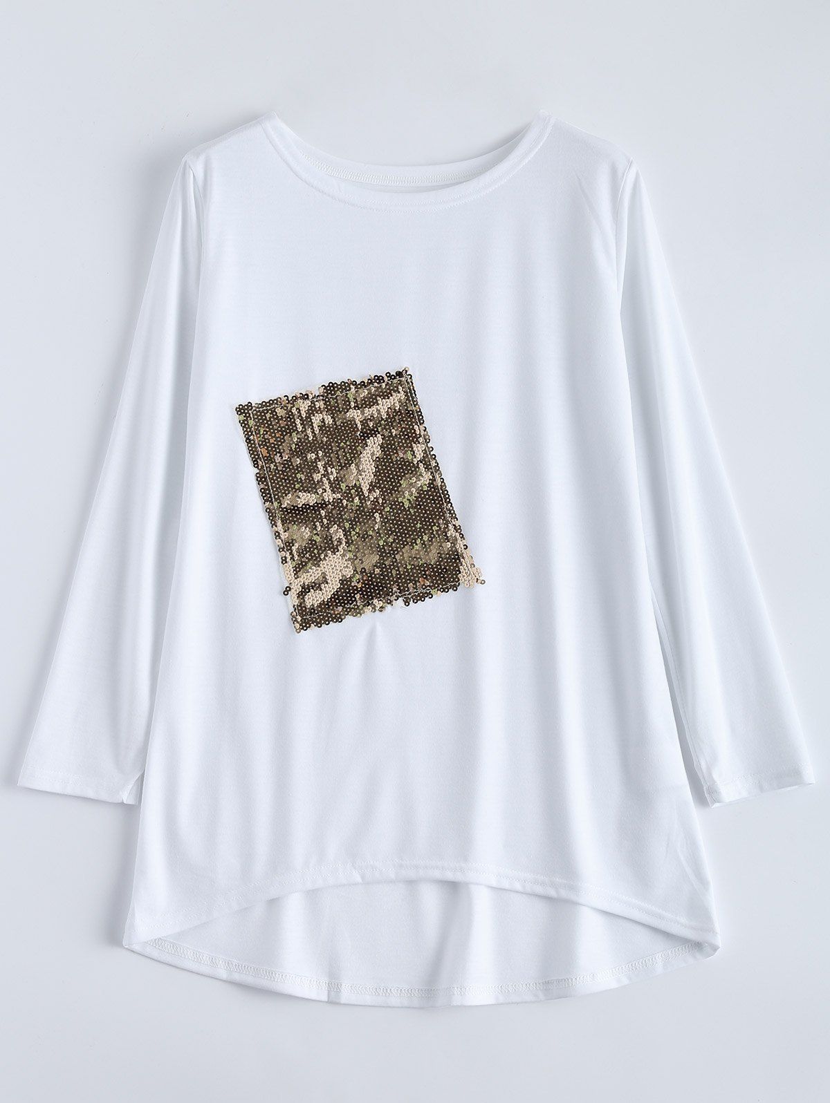 

Asymmetric Sequined Oversized T-Shirt, White