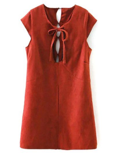 

Cut Out Faux Suede Mini Dress, Red