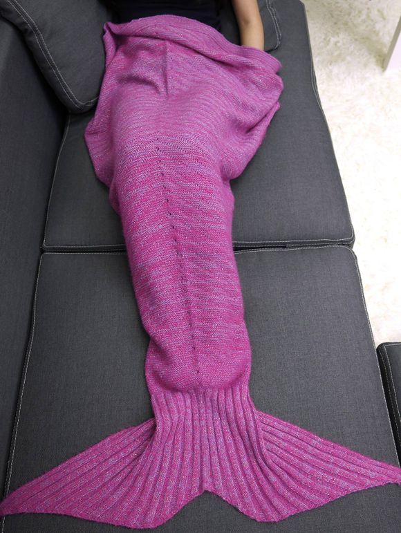 Couverture tricotée motif queue de la sirène sac de couchage - Pourpre 
