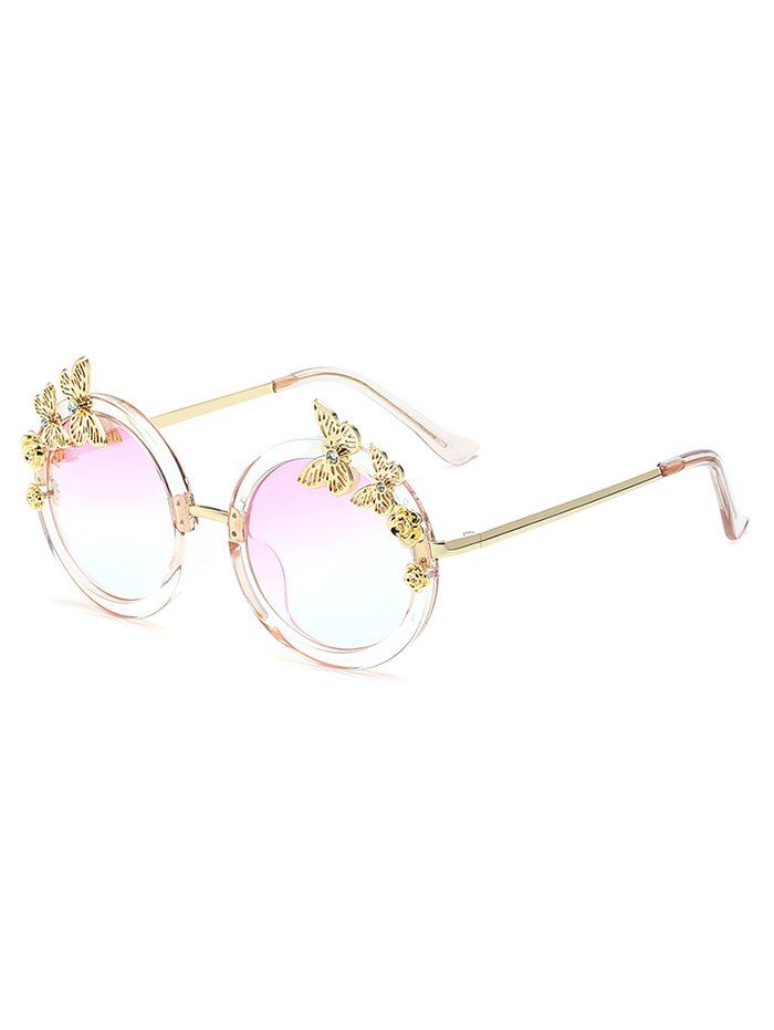 Rhinestone Butterfly Oval Mirrored Sunglasses - CLEAR WHITE 