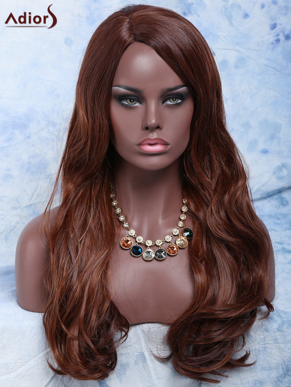 

Women's Long Side Parting Wavy Mixed Color Fashion Synthetic Hair Wig, Colormix