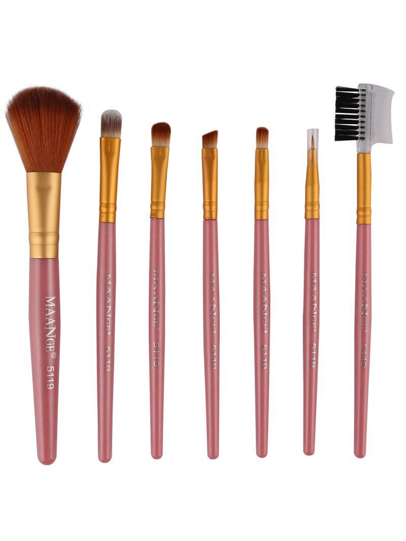 

7 Pcs Fiber Makeup Brushes Set, Pink