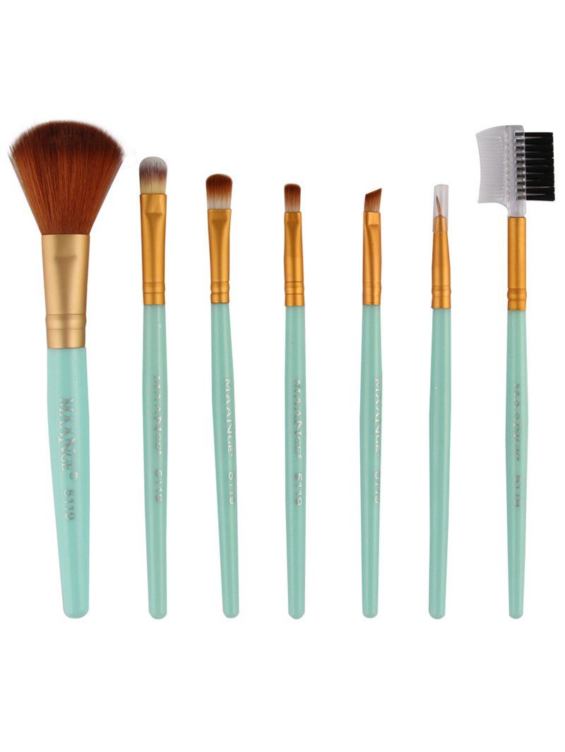 

7 Pcs Fiber Makeup Brushes Set, Green