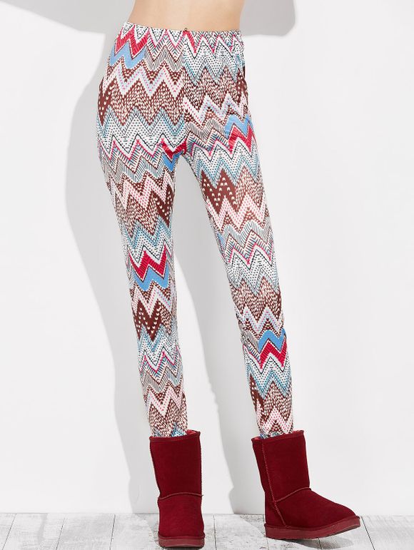 Leggings à hauteur de taille avec motifs de zigzags - multicolor XL