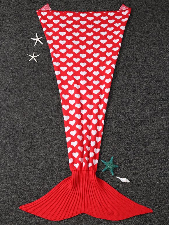 Couverture tricotée en queue de sirène pour enfants - Rouge 