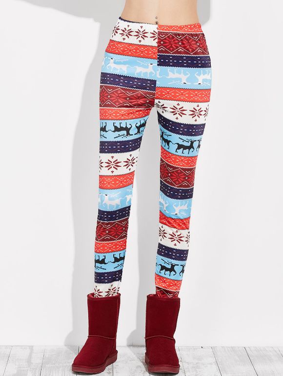 Leggings de Noël à motifs de flocons de neige - multicolor XL