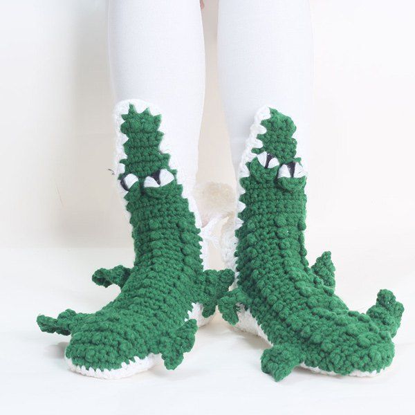 2018 Knitted Alligator Slipper Socks GREEN In Hosiery Online Store ...