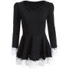 Blouse tunique avec insertion de dentelle - Noir ONE SIZE