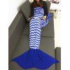 Couverture de sirène en mousseline de soie tricotée dans salon - Bleu 