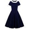 rétro robe de bal à manches courtes - Bleu Violet XL