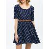 Robe rétro à pois avec ceinture - Bleu profond L