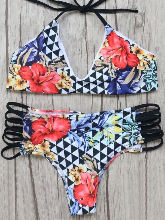 Ensemnle bikini à bretelles imprimé fleur - multicolorcouleur S