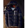 Hooded Graphic Puffer Jacket - CADETBLUE 5XL