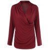 [17% OFF] 2019 Long Sleeves Ruched Surplice T-Shirt In WINE RED | DressLily