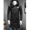 Manteau à capuche long couleur block avec décoration - Noir L