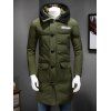 Manteau à capuche long couleur block avec décoration - Vert Armée M