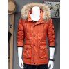 Manteau poches col en fausse fourrure détachable - Orange M