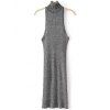 Turtleneck sans manches côtelé Robe pull - Gris ONE SIZE