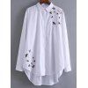 Chemisier à coupe haut bas à bouton haut avec broderie - Blanc L