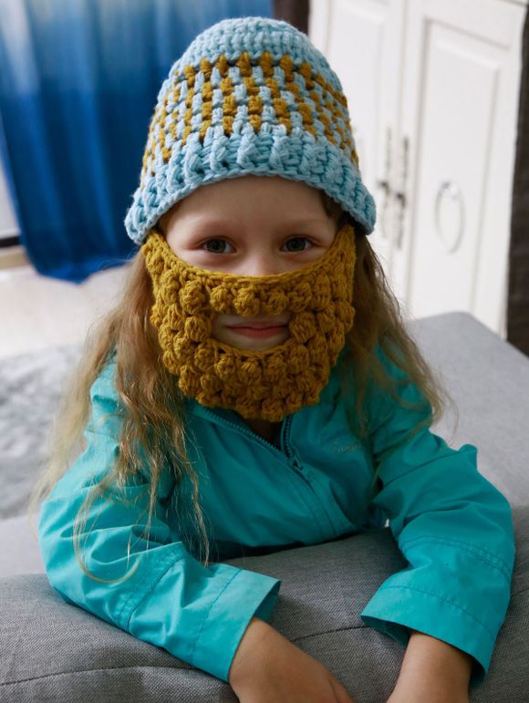 Faux Mustache Masque Chunky Crochet Hat For Kids - Nuageux 