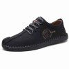 Chaussures décontractées en faux cuir avec lacets et surpiqûres - Noir 44