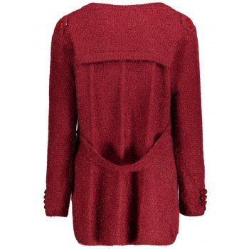 Button Long Chunky Cardigan, DEEP RED, ONE SIZE in Sweaters ...