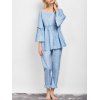 Ruffles Lettre Smock Top et pantalon de pyjama - Bleu clair XL