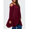 T-shirt asymétrique aux épaules dénudées à grande taille - Rouge Foncé 2XL