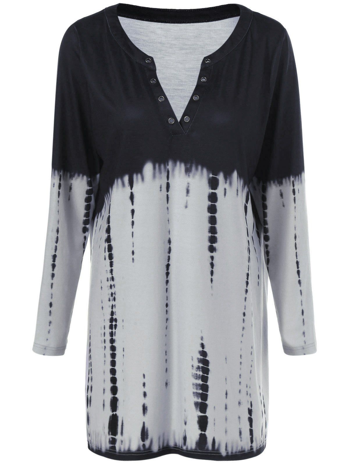 

Plus Size Snake Print Ombre Tunic T-Shirt, Black and grey