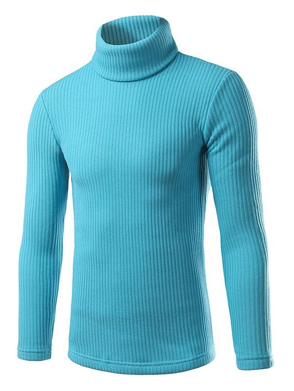 [17% OFF] 2021 Plain Ribbed Turtleneck Sweater In PANTONE TURQUOISE ...