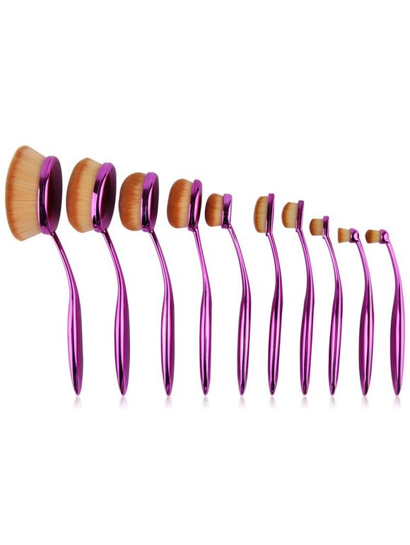 Ensemble de 10 brosses de maquillage en nylon en forme de brosse à dents - Pourpre 