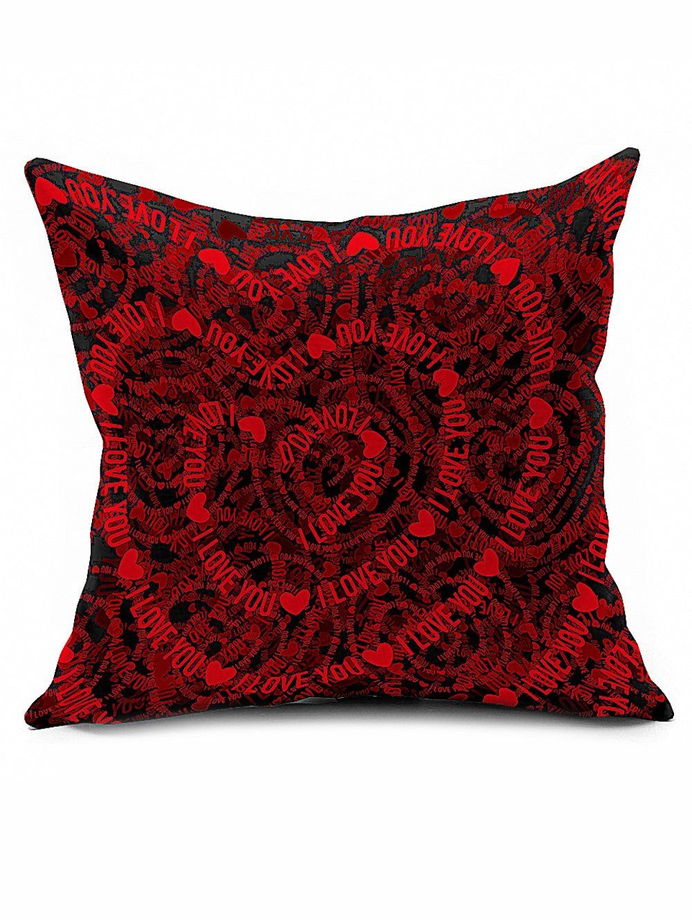 

I Love You Heart Print Valentine Gift Linen Pillowcase, Black red