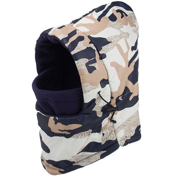 

Winter Wind Protection Camouflage Print Face Mask Hat, Off-white