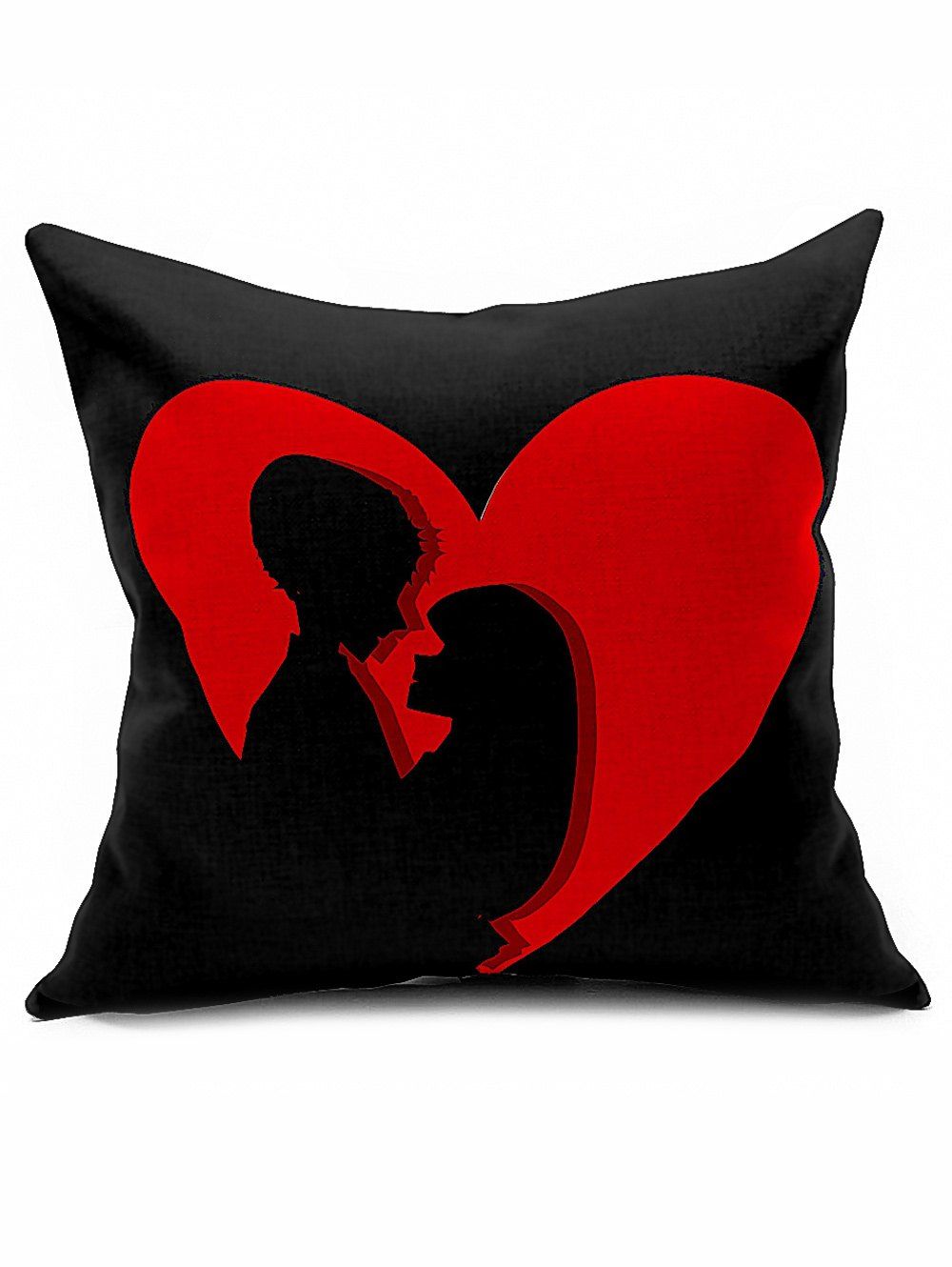 [17 OFF] 2021 Lovers Heart Print Linen Cushion Throw Pillowcase In RED/BLACK DressLily