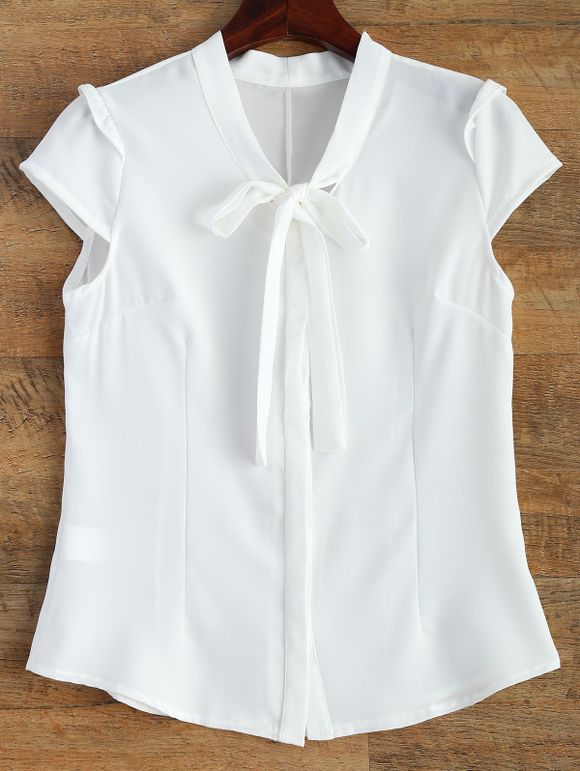 Cape en mousseline de soie à manches Pussy Bow Shirt - Blanc S