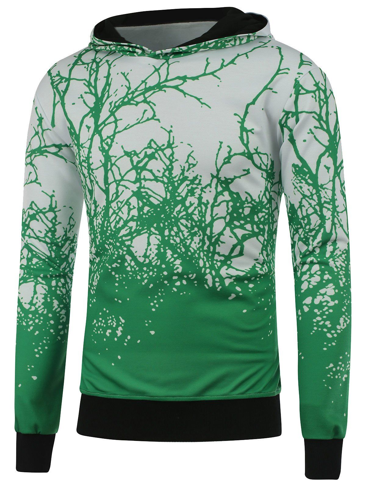 

3D Tree Branch Print Hoodie, Green