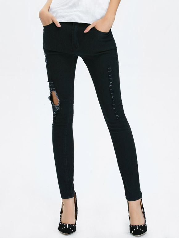 Pantalon jean crayon a haute pente - Noir 2XL
