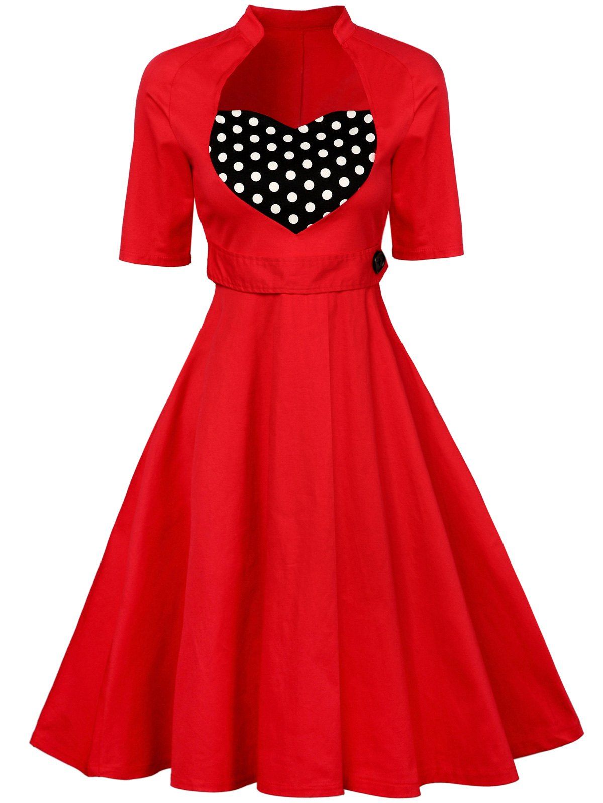 [17% OFF] 2021 Sweetheart Neck Vintage Swing Flare Dress In RED | DressLily