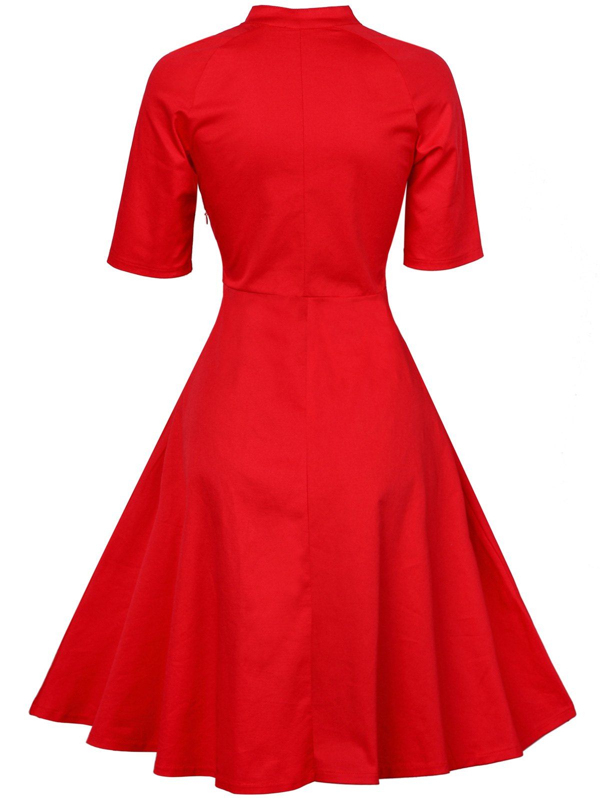 2018 Sweetheart Neck Vintage Swing Flare Dress RED XL In Vintage