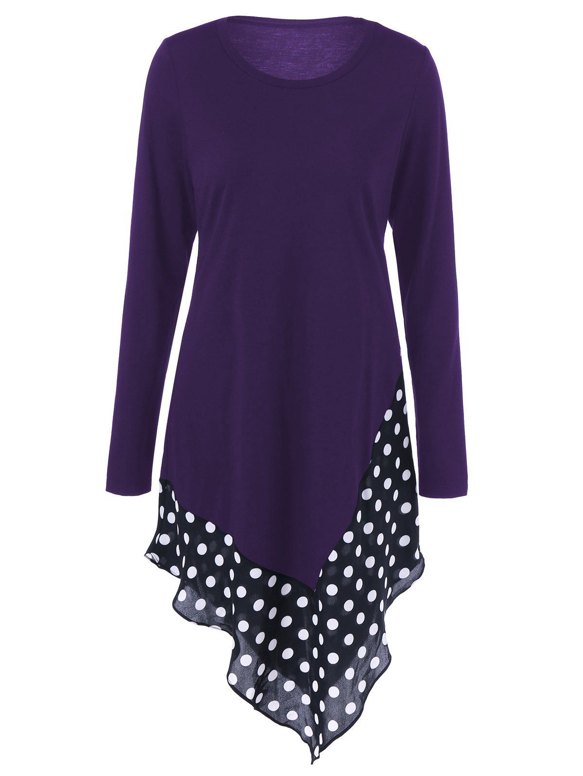 

Asymmetrical Polka Dot Long Sleeve Tee, Concord