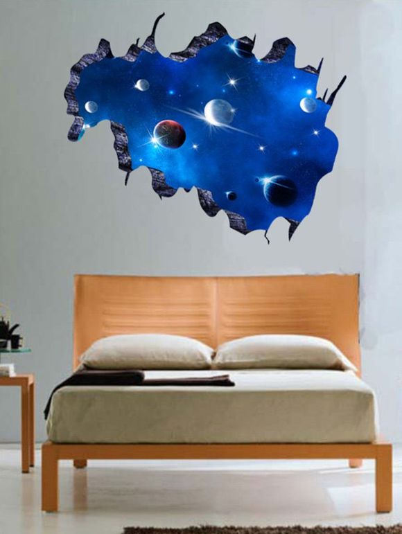 Autocollants Muraux Motif Espace Galaxie 3D Décor Maison - Bleu profond 