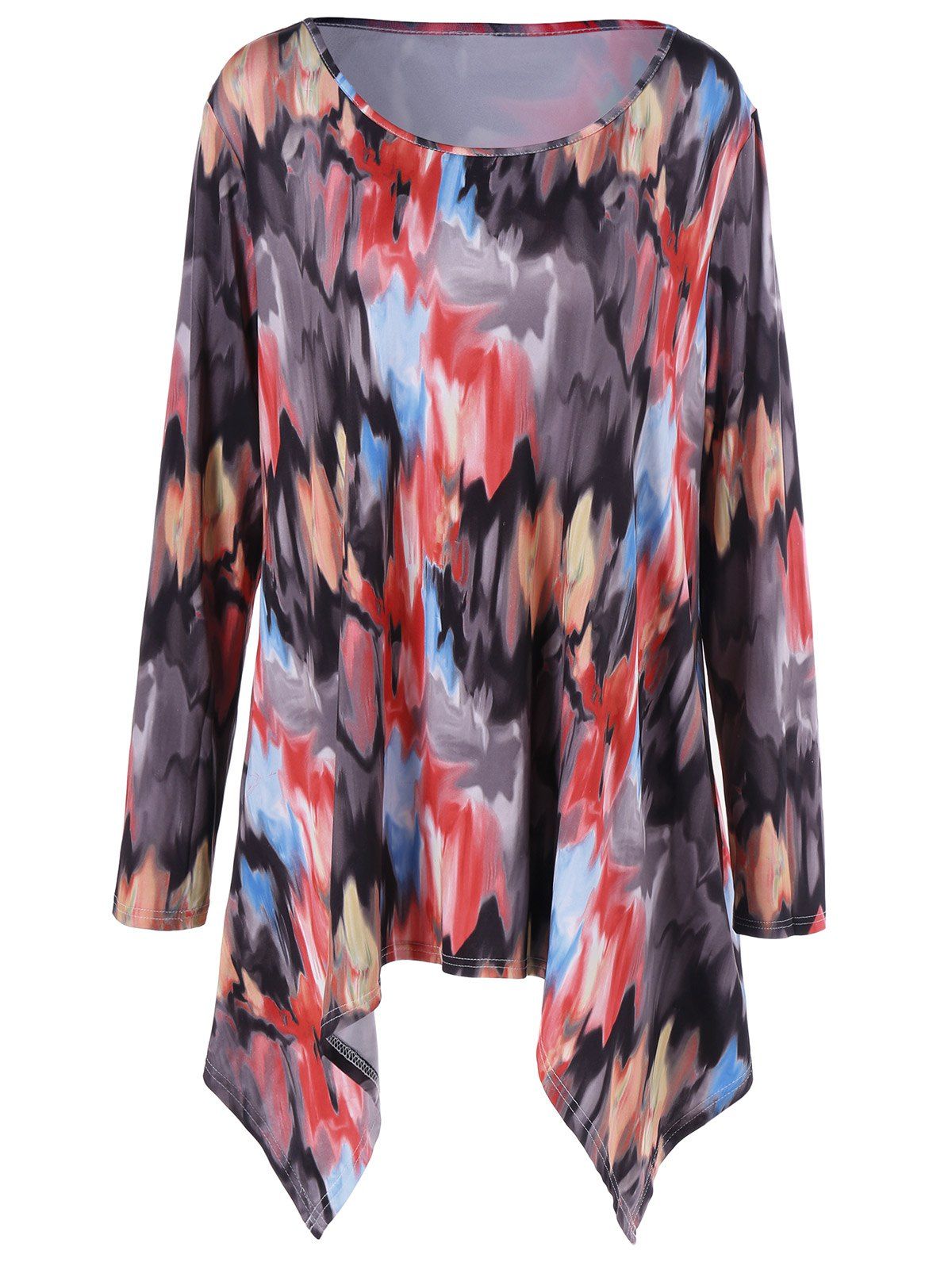 

Plus Size Tie-Dye Asymmetrical Tee, Red