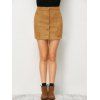 Mini-jupe en daim avec boutons - Kaki M