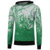 Sweat a capuche avec motif branches arbres 3D - Vert 2XL