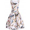 Robe évasée sans manches et imprimée en motif à oiseaux - Blanc S